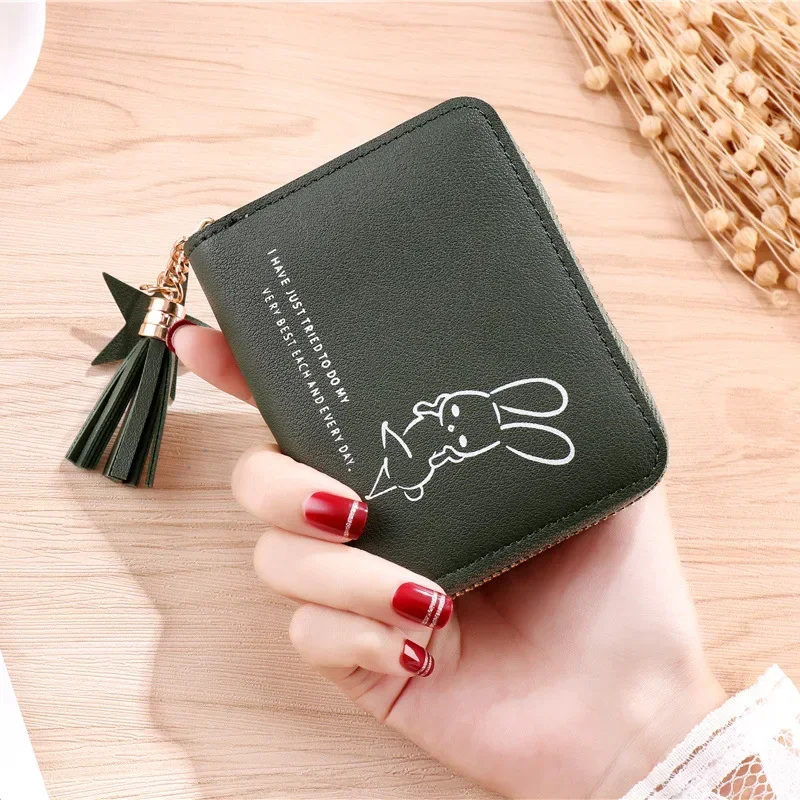 New Luxurious Women\'s Wallets PU Leather Zipper Small Purse Cute Little Rabbit Pattern Women Purse Mini Girl Coin Purse