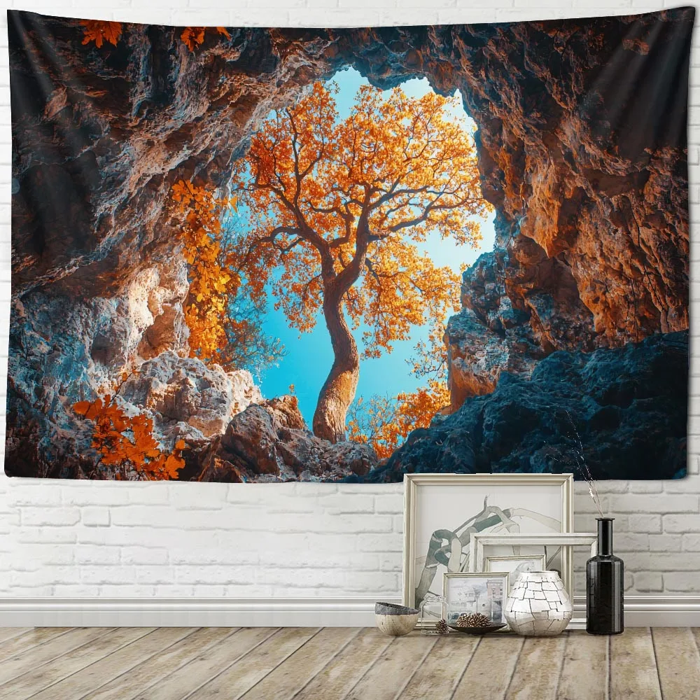 

Cave Life Tree Tapestry psychedelic Home Decoration Coconut Tree Starry Sky Art Poster Dormitory Aesthetic Wall Hanging Cloth