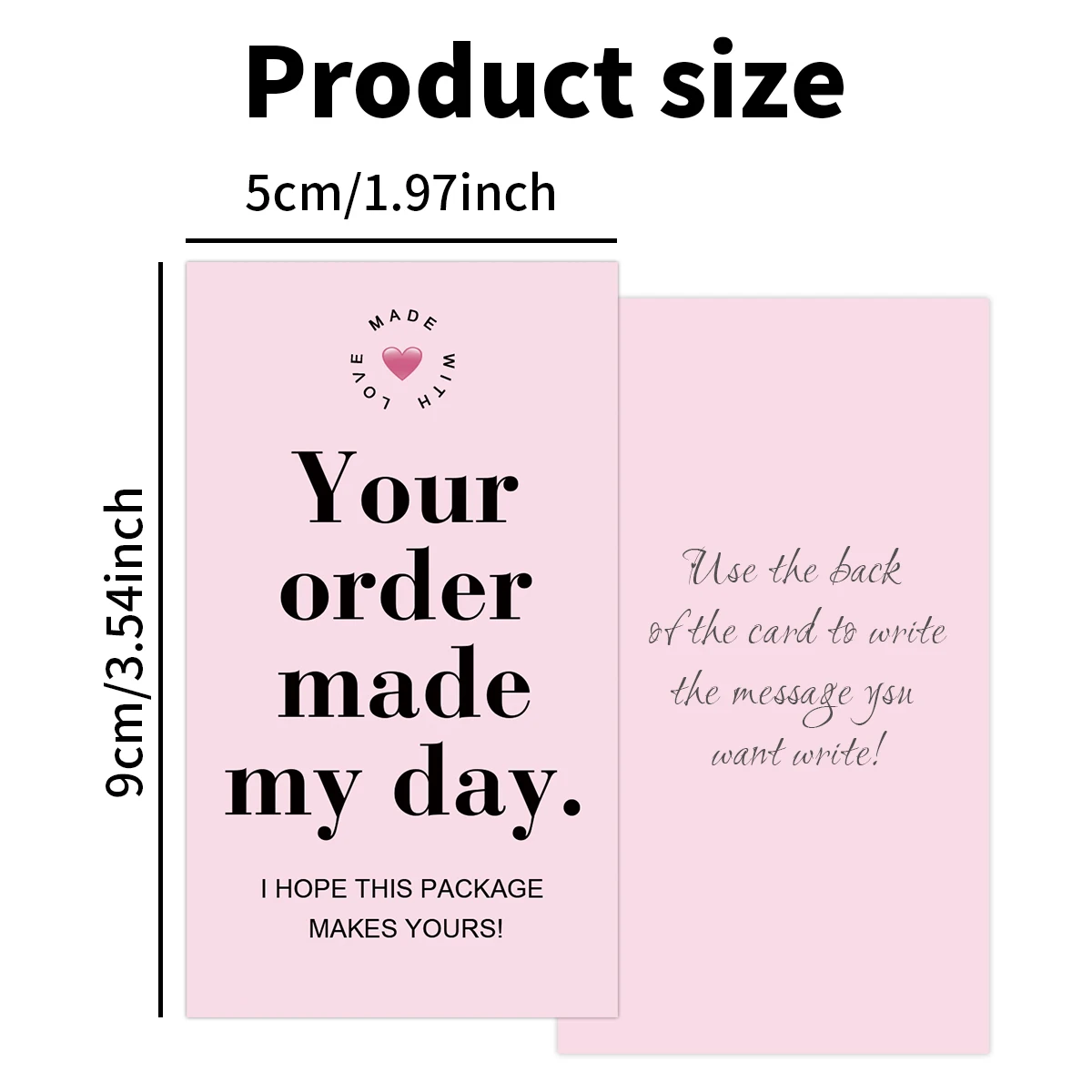 50 قطعة من بطاقات الشكر الوردية مع طلبك صنع رسالة يومي، بطاقة تقدير لحزمة الأعمال الصغيرة، ملاحظة شكر للبيع بالتجزئة