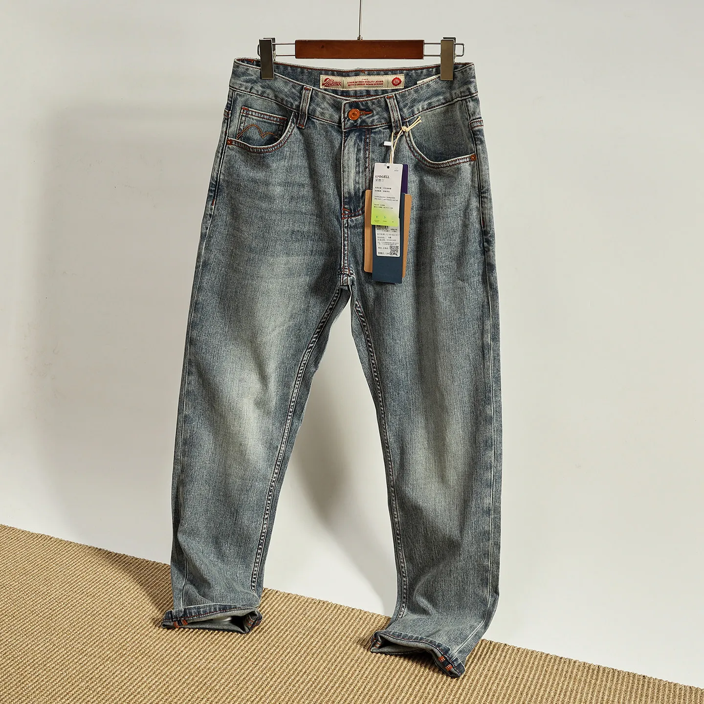 

2026 Summer New American Retro Men's Stretch-fit Straight Jeans Simple Fashion Washed Old Comfortable Casual Ankle-Length Pants