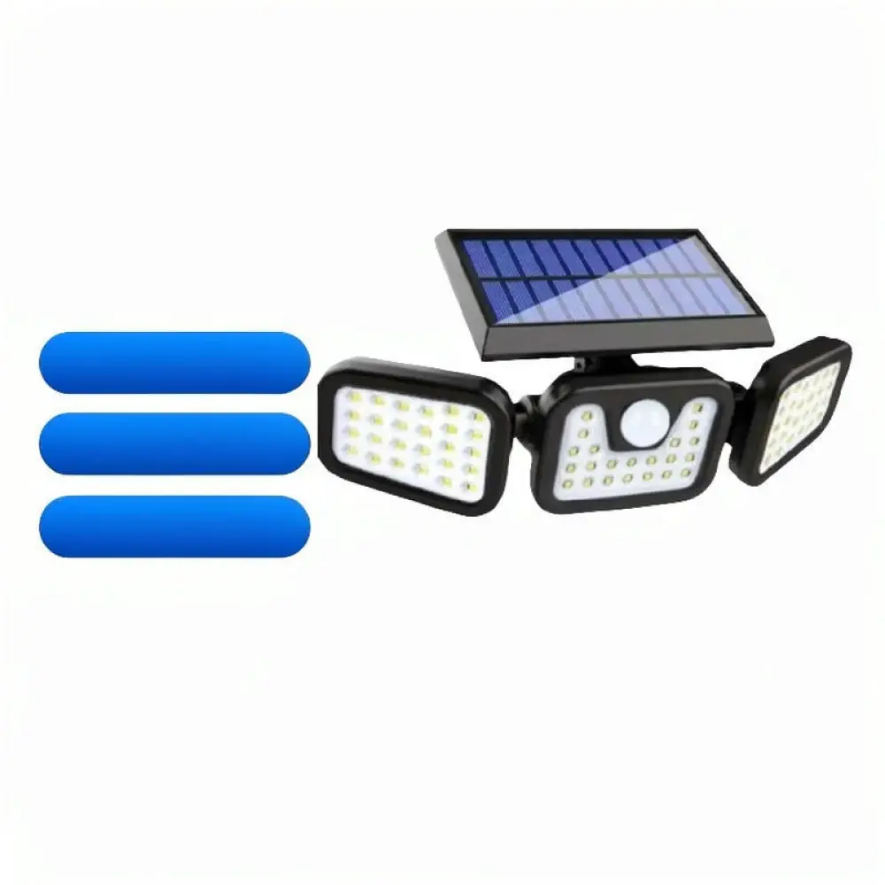 Waterproof Solar Garden Wall Lamp Outdoor Motion Sensor Light Triple Head Adjustable Rotatable Yard Street Lighting
