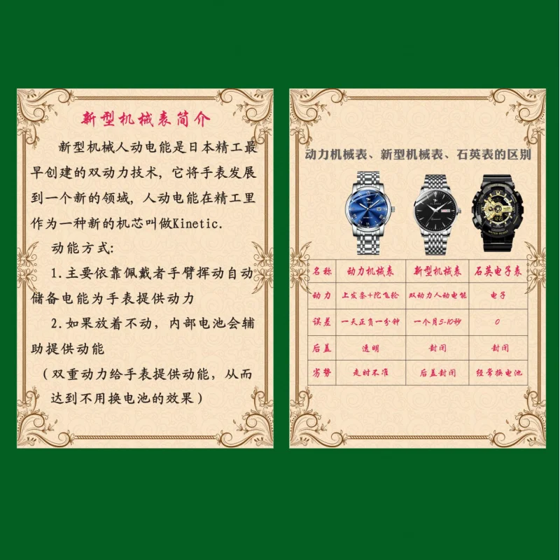Customized. New Mechanical Watch Introduction Usage Instructions Watch Manual Printing Black and White Color Installation Usage