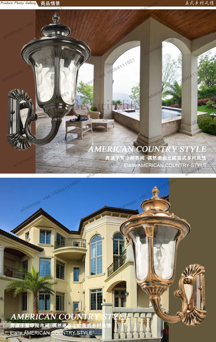 Outdoor wall lamp waterproof outdoor creative garden lamp European retro villa balcony solar door lamp