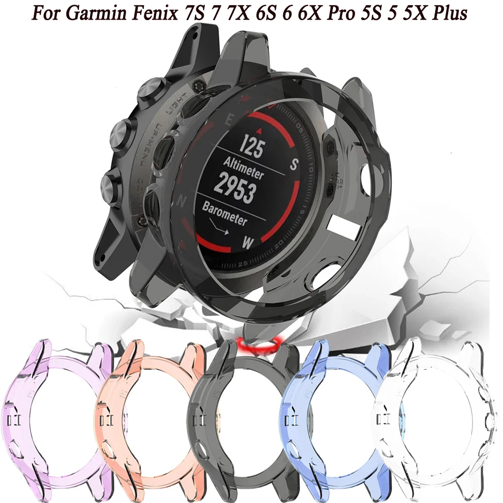 Étui de protection pour montre intelligente Garmin Fenix, cadre de protection, souple, transparent, TPU, bande de couverture, chaud, 7, 7S, 7X, 5S,