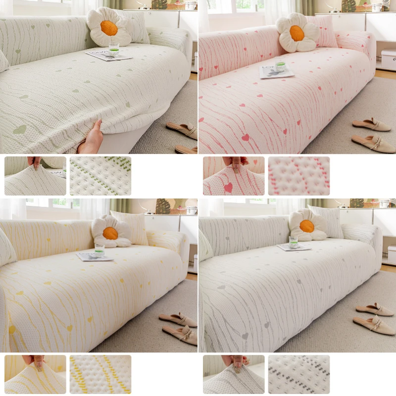 1/2/3 Seater Thicken Jacquard Ice Silk Sofa Cover All-inclusive Anti-slip Universal Slipcover Cat‑Scratch Resistant Protector