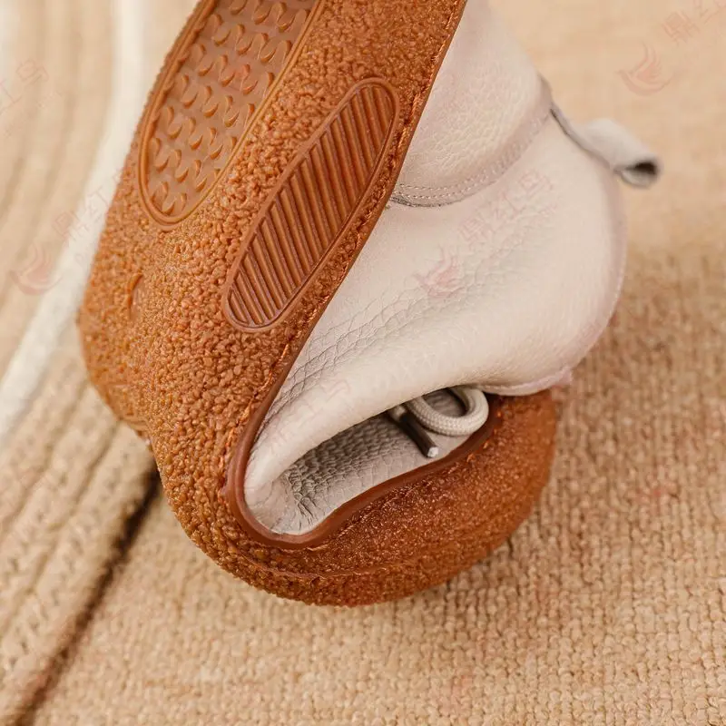 New genuine leather boots woman tied up flats orthopedic shoes women\'s waterproof booties ladies soft spring chelsea ankle boot