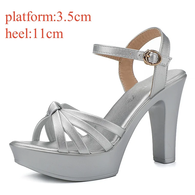 11cm 13cm  Elegant Patent Leather Sandals Women's Platform Shoes Summer 2025 Block High Heels Sandals for Party Model Dress - Image 5