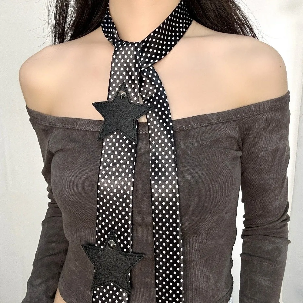 

Retro Elegant Leopard Print Scarf Spicy Girl Hand Tied Polka Dot Waist Belt Stylish Star Scarf Hairband Party