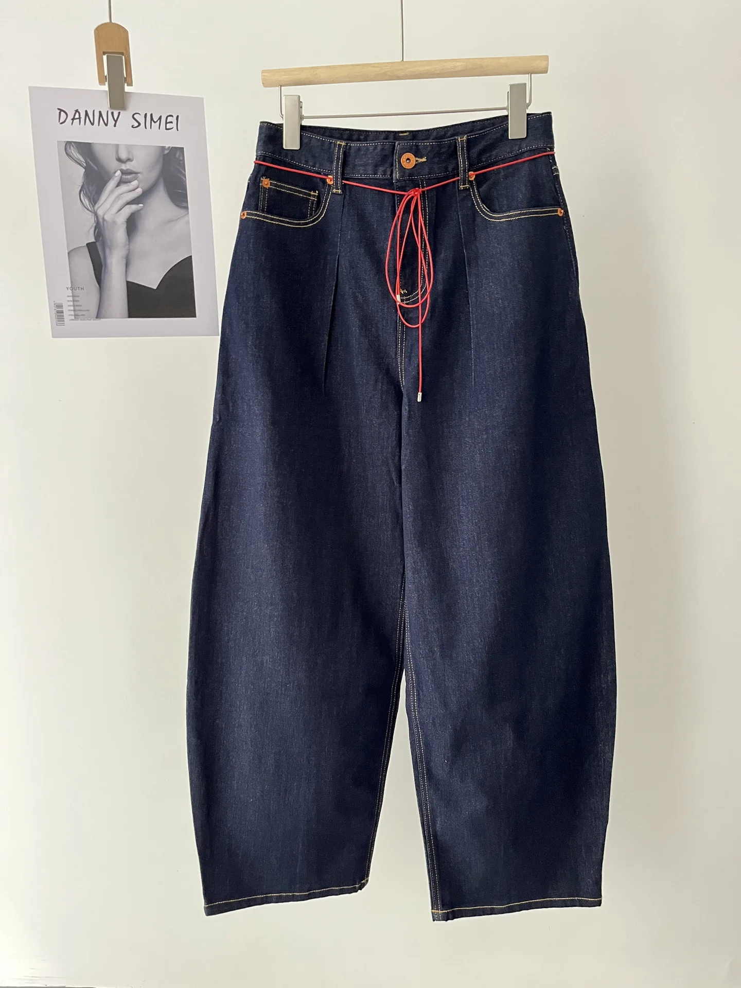 

Women's autumn scimitar wide-leg pants retro loose casual jeans 067-1136