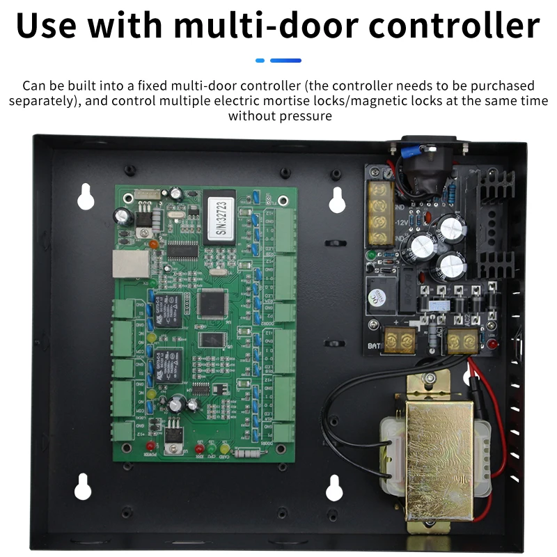 DC 12V 3A/5A Access Control Power Box, Wide Voltage AC200~240V, Suitable for TCP/IP Access Control Panel Panel Installation