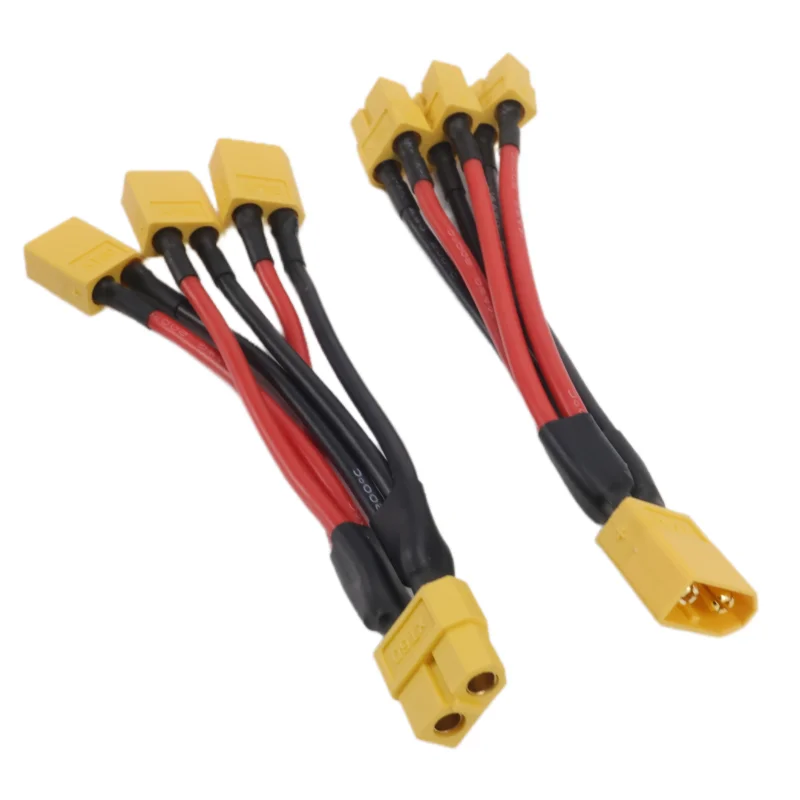 XT60 Parallel-Batterieanschluss, 3-Wege, 14 AWG, Silikondraht, männlich/weiblich, Dual-Verlängerung, Y-Splitter, 100 mm, für Batterieladegerät, Motor