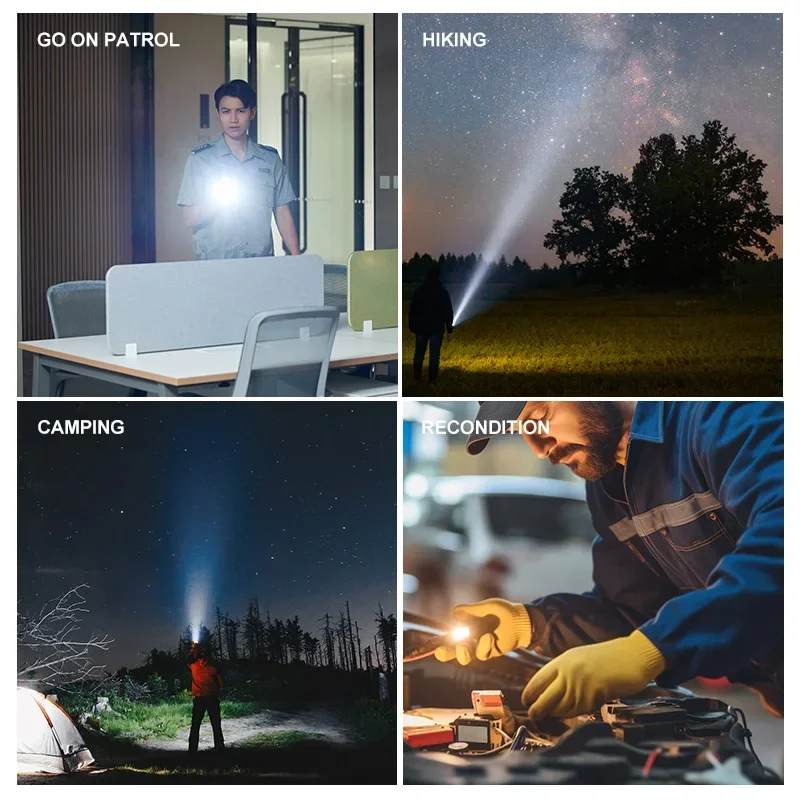 4 Beleuchtungs modus starke LED-Taschenlampen Teleskop Zoom taktische Taschenlampe USB tragbare Scheinwerfer Langstrecken-Camping Taschenlampe