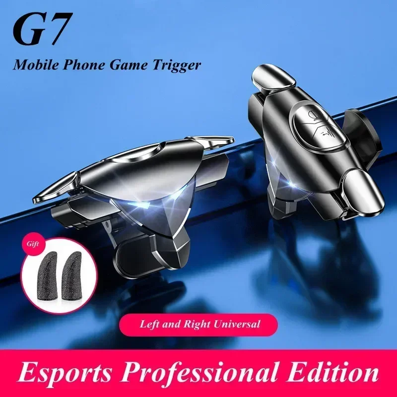 

G7 Mobile Gaming Triggers Physical Pulse 4 Fingers Game Controller L1 R1 Aim Shooting Alloy Key Button for PUBG Phone Joysticks