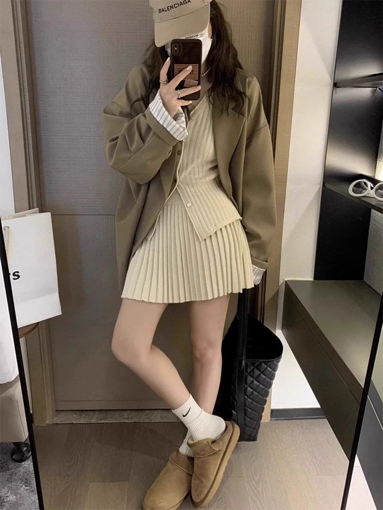 

Ele Two-Piece Dr Set for Women Beautiful Soft Sle Autumn Winter Faionable Skirt And Top Ensemble