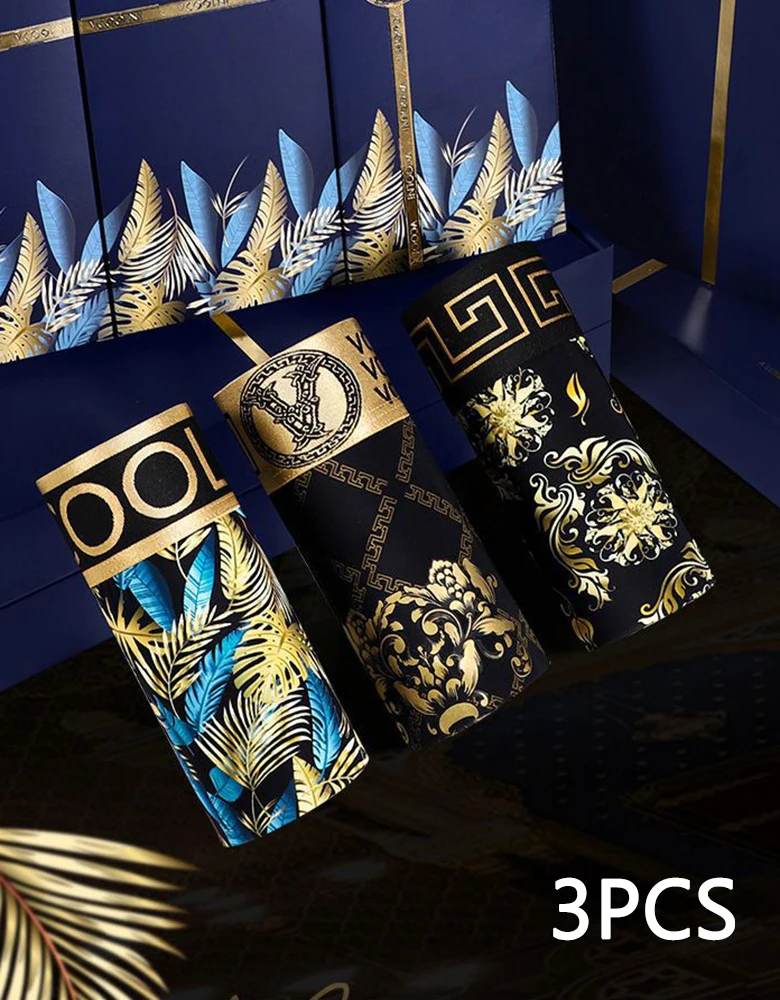 3Pcs Breathable Men's Underwear Summer Ice Silk Comfortable Seamless Plus Size Fashion Trend Printed Men Boxer Shorts Asia Size