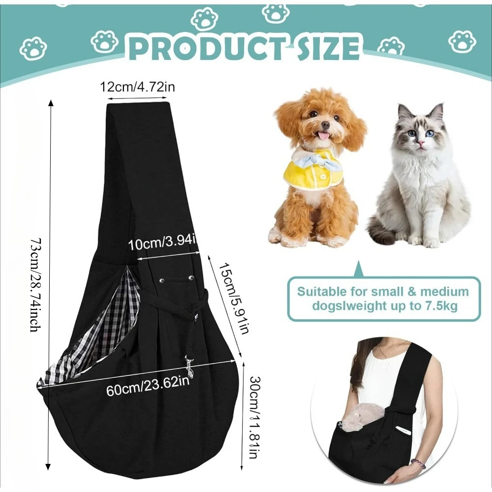 Lightweight Pet Sling Carrier Bag, Breathable Crossbody Dog Cat Travel Tote for Small Dogs Cats Outdoor Walking