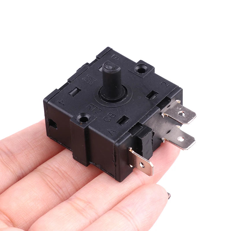 3/5 Pin 2/4 Position Rotary Switch Selector AC 250V 16A Radiator For Electric Room Heater-Black