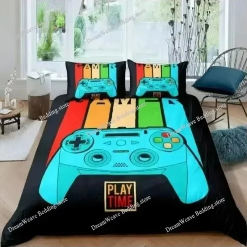 Gamepad Comforter Cover Gamer Bedding Set Teens Video Game Duvet Cover for Youth Boys Modern Game Controller Bedspread