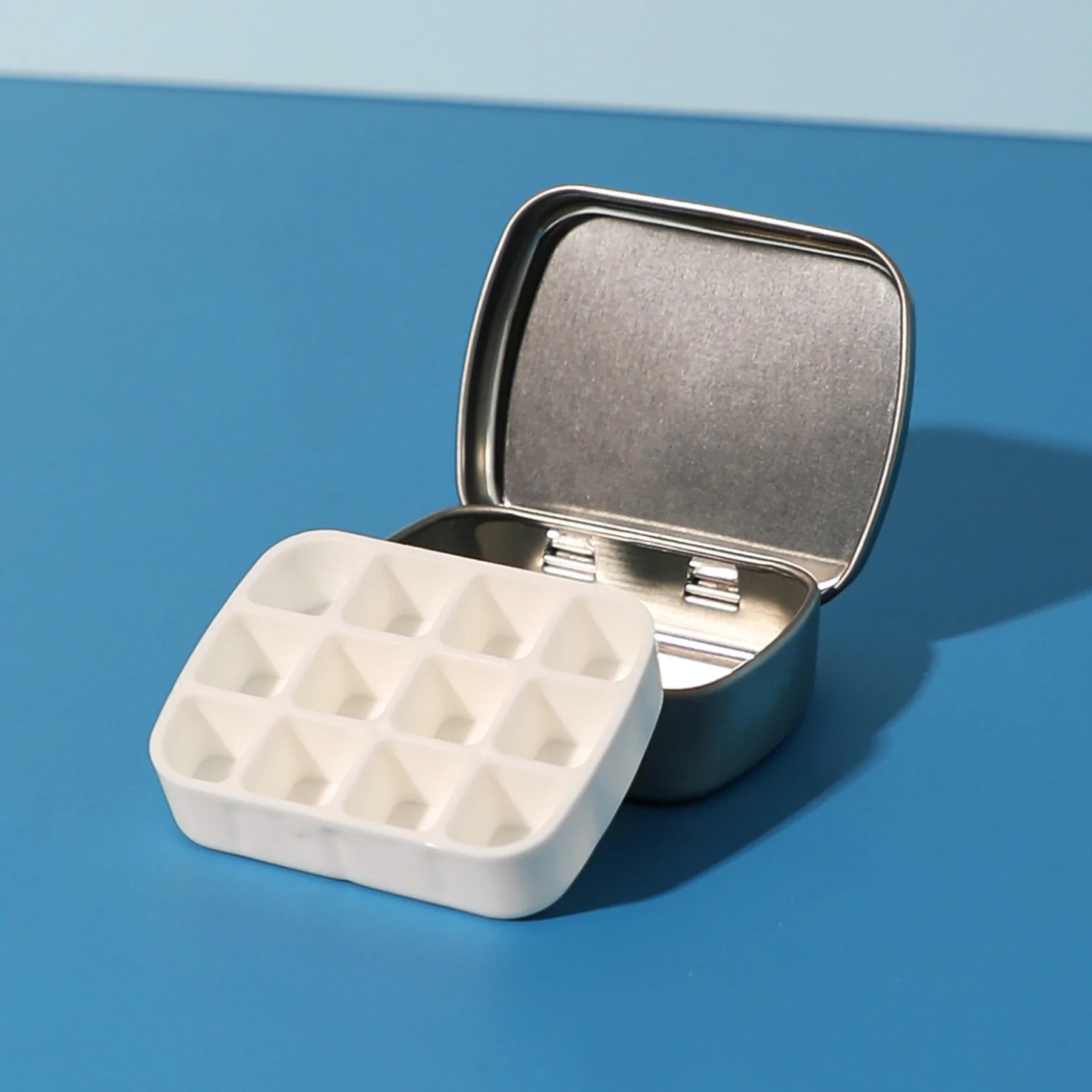 12-Grid Mini Watercolor Box - Ultra-Compact, Lightweight, Travel-Sized, Moisturizing Palette for Painting and Sketching