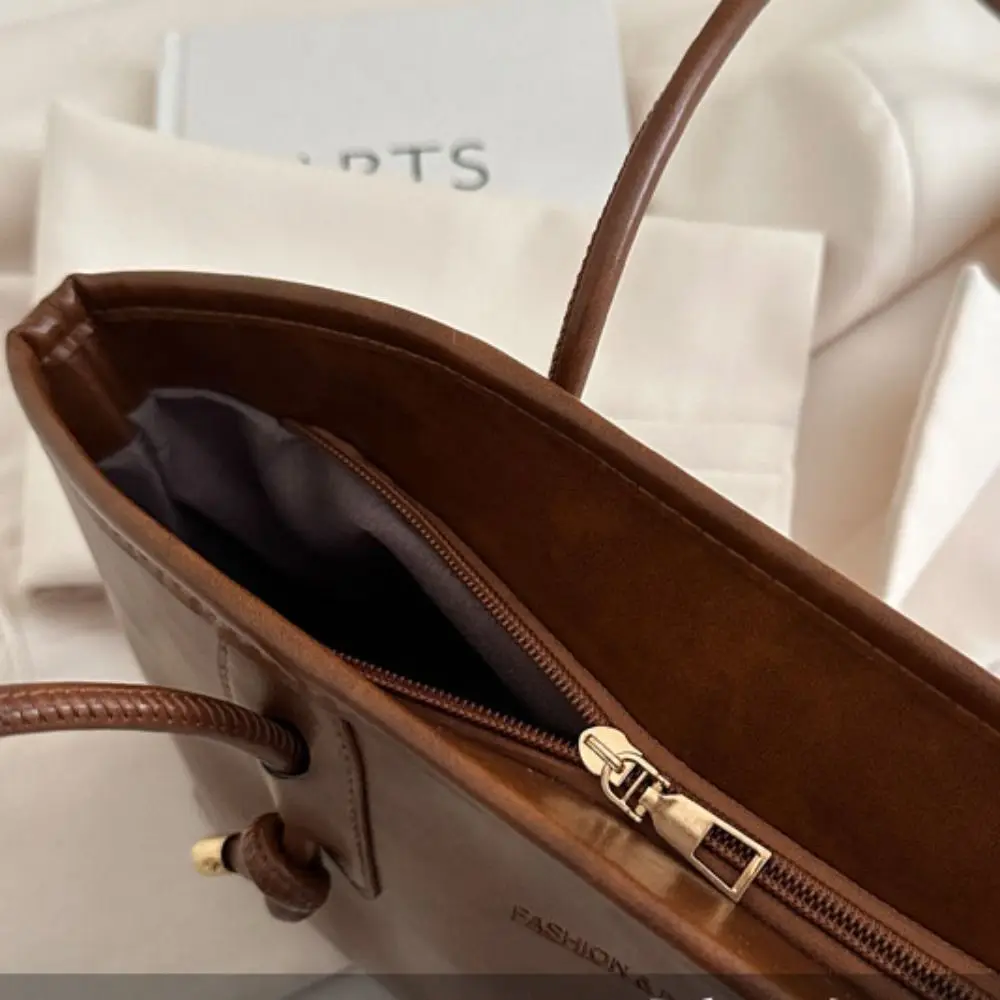 カジュアルヴィンテージ韓国風バッグ大容量脇の下PUレザーバッグハンドバッグ脇の下レトロトートバッグ女の子