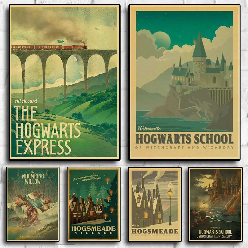 Vintage Home Wall Art Decor Old Movie Poster Old Style Magic Academy HD Print Room Hanging Painting Canvas Poster z1