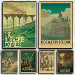 Vintage Home Wall Art Decor Old Movie Poster Old Style Magic Academy HD Print Room Hanging Painting Canvas Poster z1