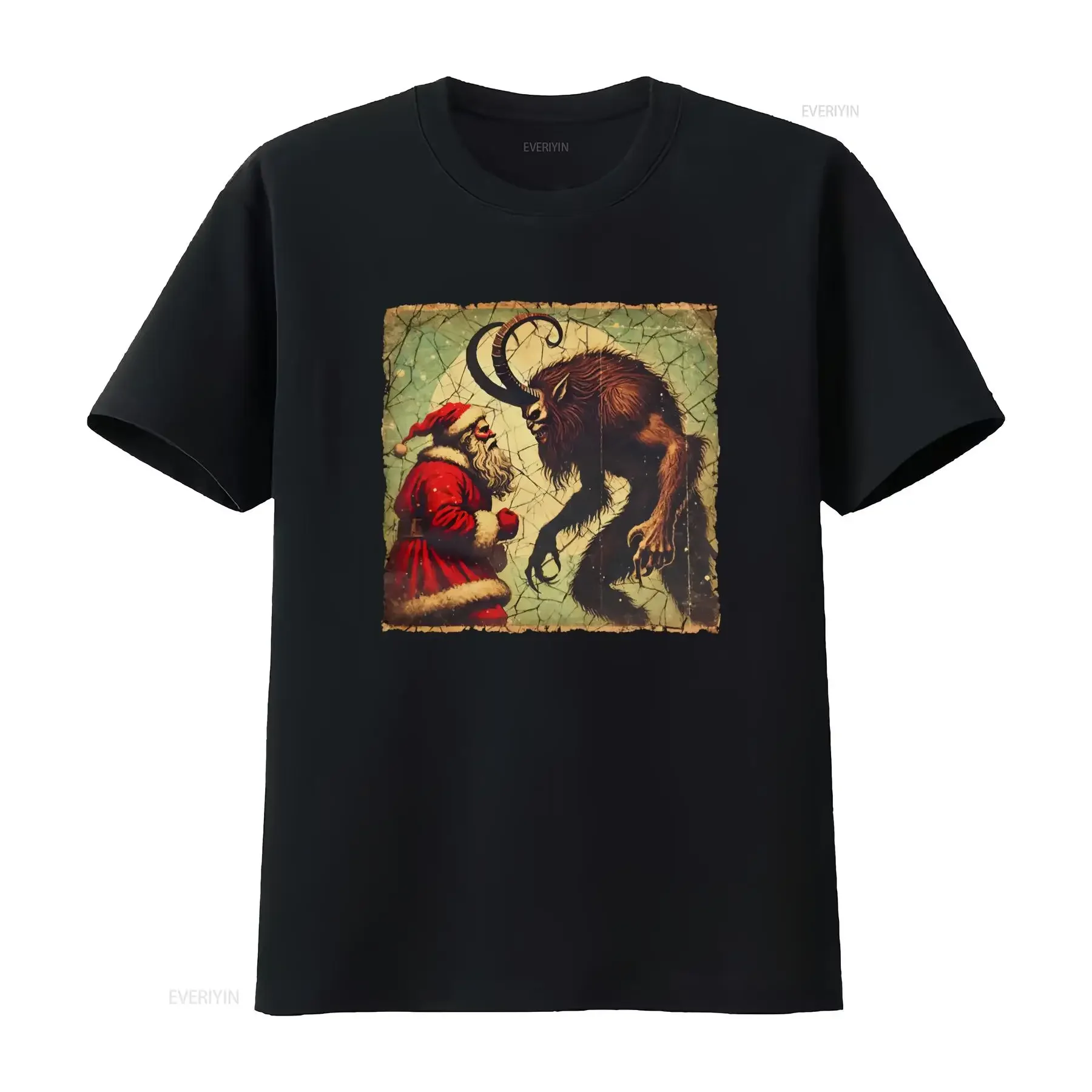 Krampus vs Santa Claus T Shirt Merry Creepmas Dark Holiday Apparel Vintage Style Christmas Folklore Idea vintage Washed