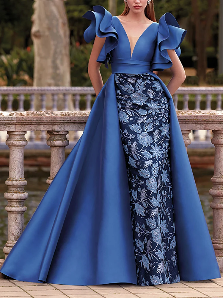 mermaid shaped dress Ladivine CM328 Size 8 Royal Floral Mermaid Glitter Prom Dress Corset Formal Gown Sequin Shimmer