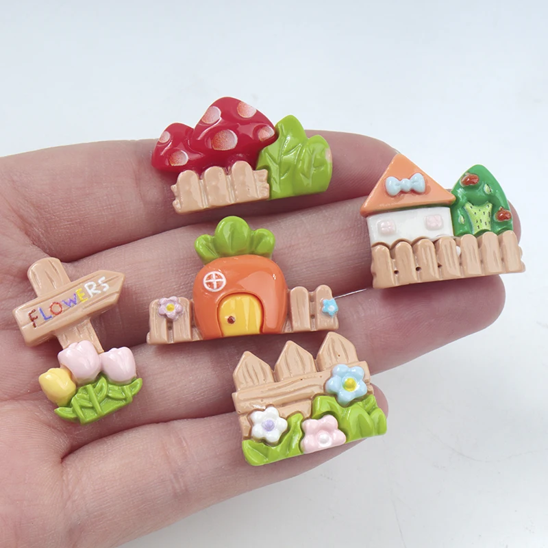 10/100PC Resin Accessories Garden Series Street Plate House DIY Scrapbook Frame Hairpin Craft Flatback Phone Case Dollhouse Play