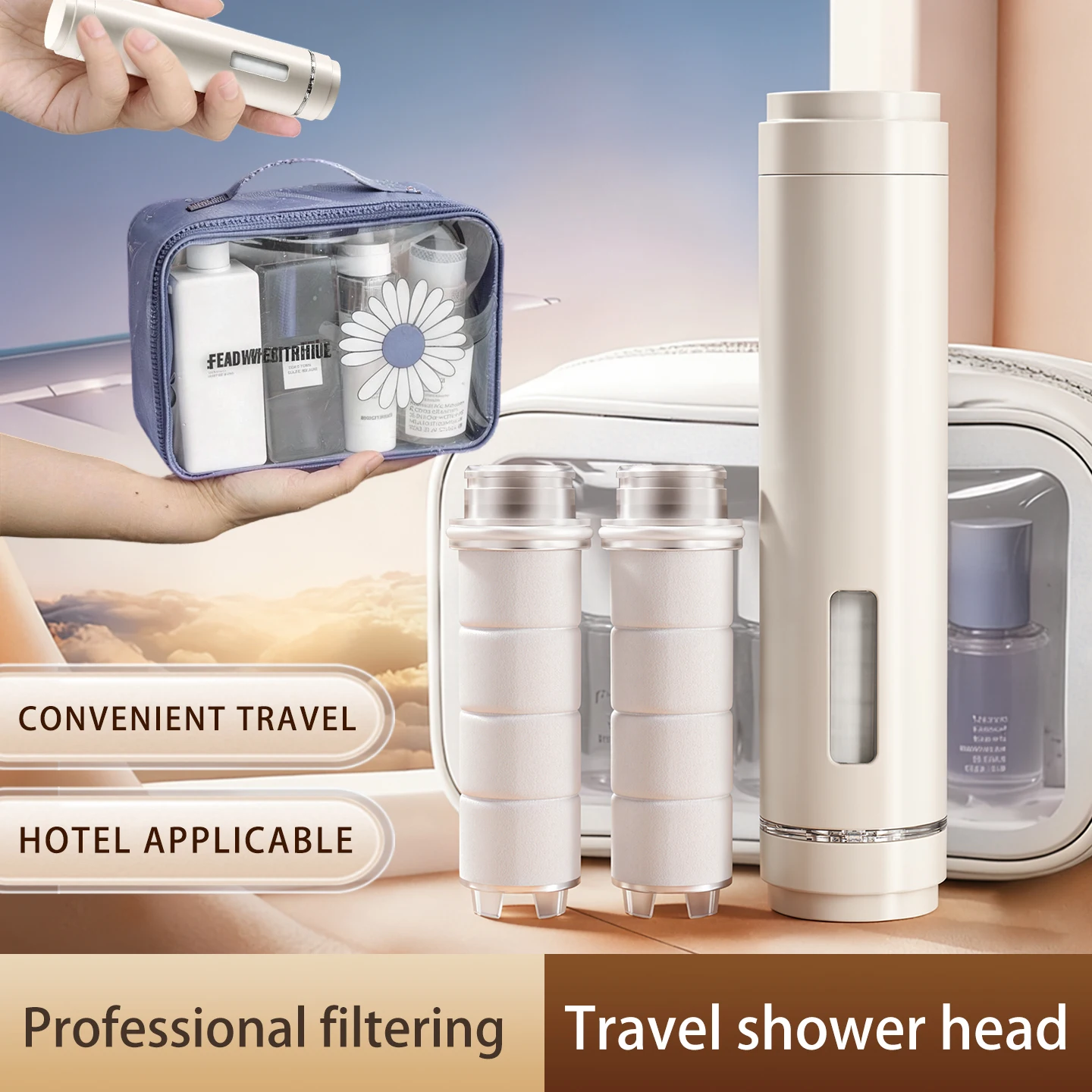 

ini lightweight filter shower head, portable and convenient, essential for travel and business trips