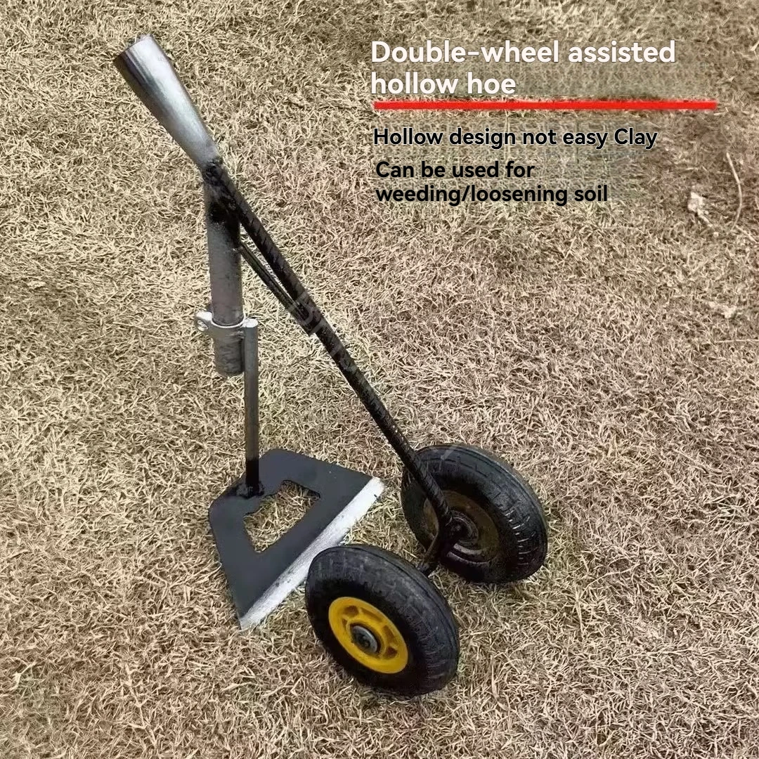 Three In One Multifunctional Dual Wheel Assisted Soil Removal Hoe Trenching Hoe Flat Hoe Triangular Plow For Agricultural Use