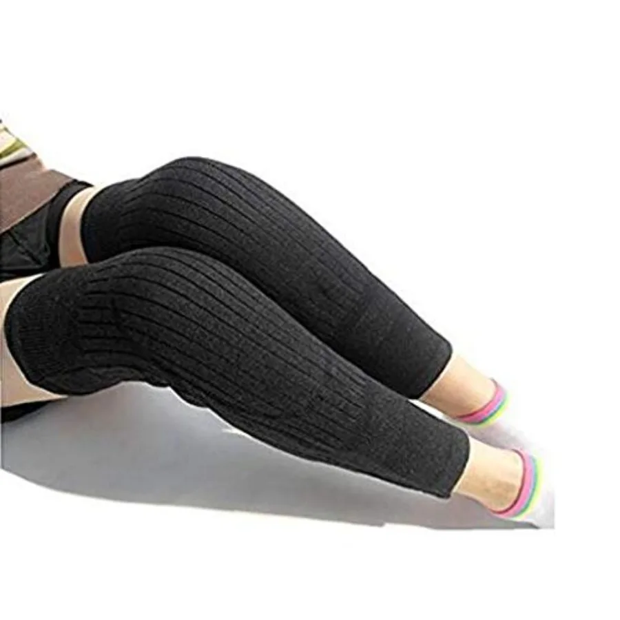 Ginocchiera unisex invernale calda addensata in lana di cashmere, cuscinetti di supporto, scaldamuscoli, maniche sottili al ginocchio per uomini e donne, sport e Dai