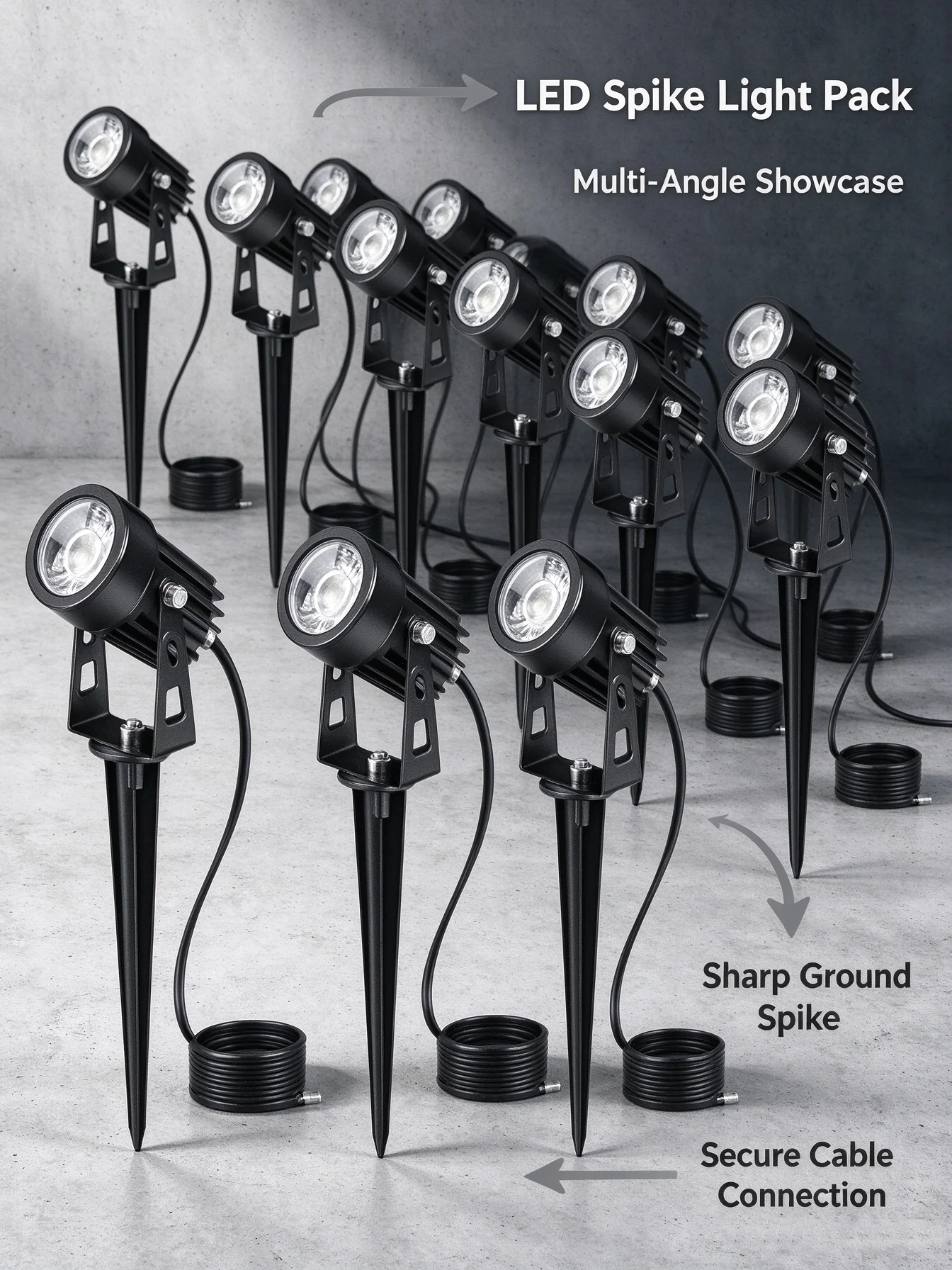 Low Voltage 12V 3W LED Outdoor Spot Light Waterproof Landscape Lamp with Connectors for Garden Yard Tree & Wall Accent Lighting