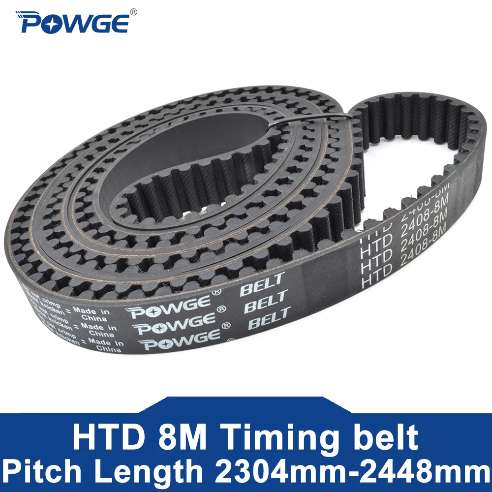 POWGE HTD 8M Timing belt Lp=2304 2312 2320 2328 2336 2352 2360 2368 2384 2392 2400 2408 2416 2432 2440 2448 Width 15-85mm Rubber