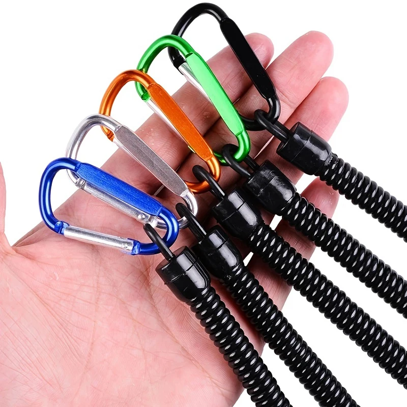 Retractable Fishing With Anti-lost Hand Rope Telescopic Spring with Carabiner Fishing Rope Retention Rope Fishing Tools Tackle