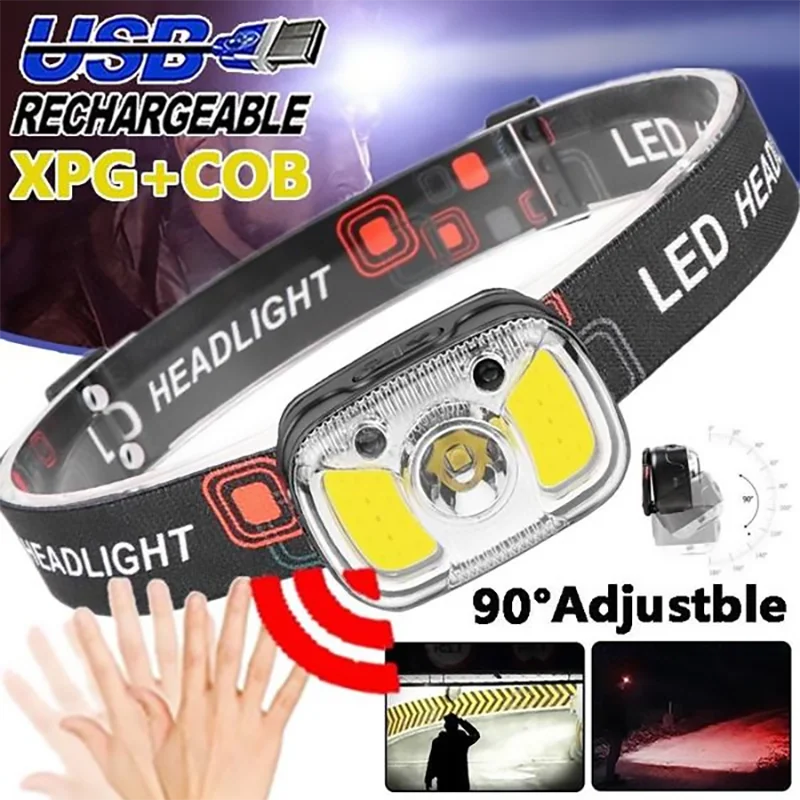 

Mini Strong Light LED Headlight Detachable Fishing Head Torch Long Range Head Flashlight Portable Sensor Headlamp Outdoor Lights
