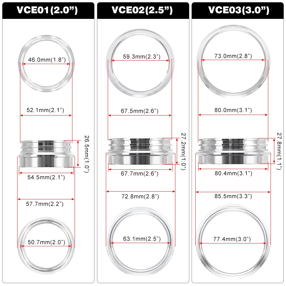 LZONE-العادم V-الفرقة المشبك w شفة نظام Assenbly بأكسيد المشبك ل 2 "2.5" 3 "OD توربو تفريغ الأنابيب JR-VCE01/02/03