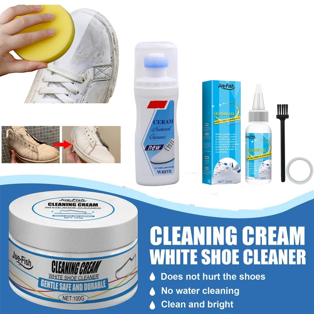 

White Shoes Cleaning Cream Stains Remover Shoes Whitening All-Purpose Cleansing Cream With Wipe Sponge For Shoes Sneakers