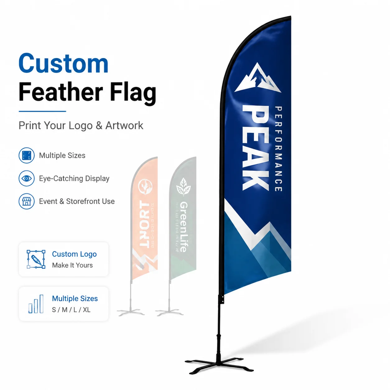 Custom Blade Flag Banner Only Personalized Logo Feather Flag Replacement for Outdoor Advertising Business Display