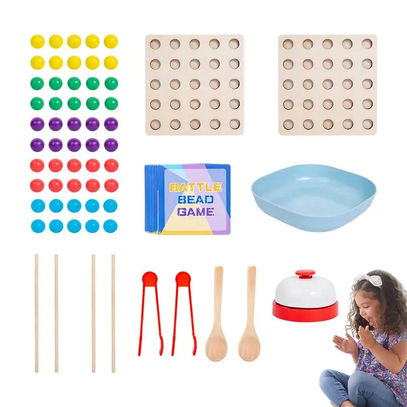 

Wooden Board Bead Game Colorful Wooden Beaded Toys Early Educational Toys Parent-Child Interactive Bead Game For Boys Girls Kids