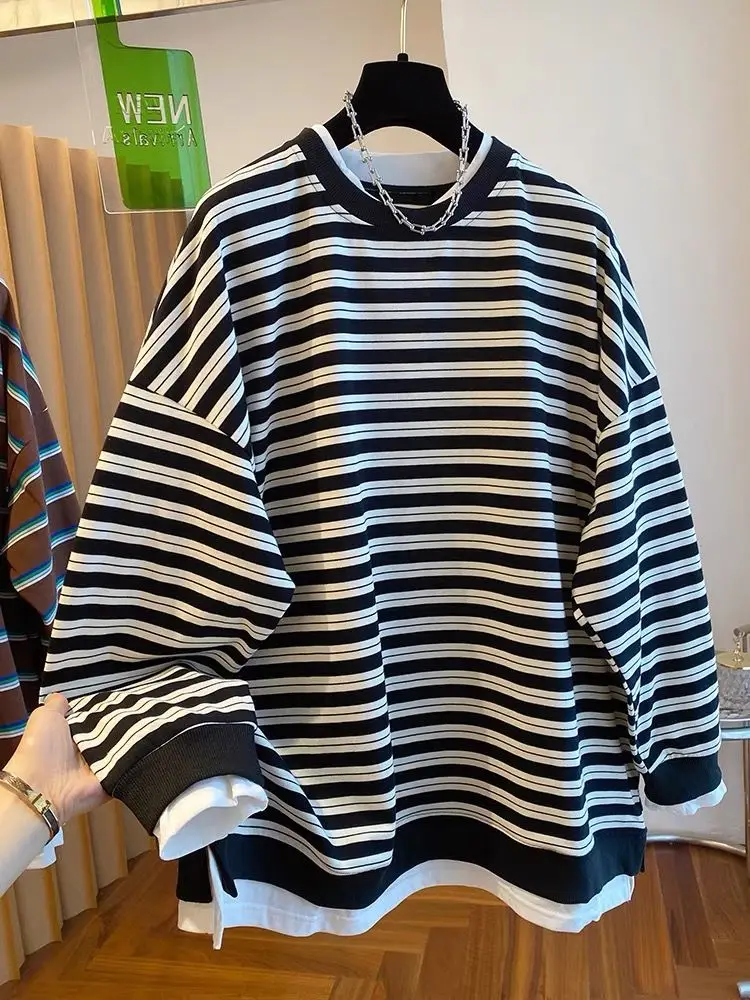 女性のためのストライプパーカー春秋ニッチデザインツーピーストップ