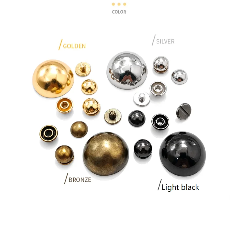 DIY Cloth Button Leather Craft Metal Nail Round Head Screws Strap Rivets 8/10/12/15/20mm Mushroom Dome Solid Nail Bolt