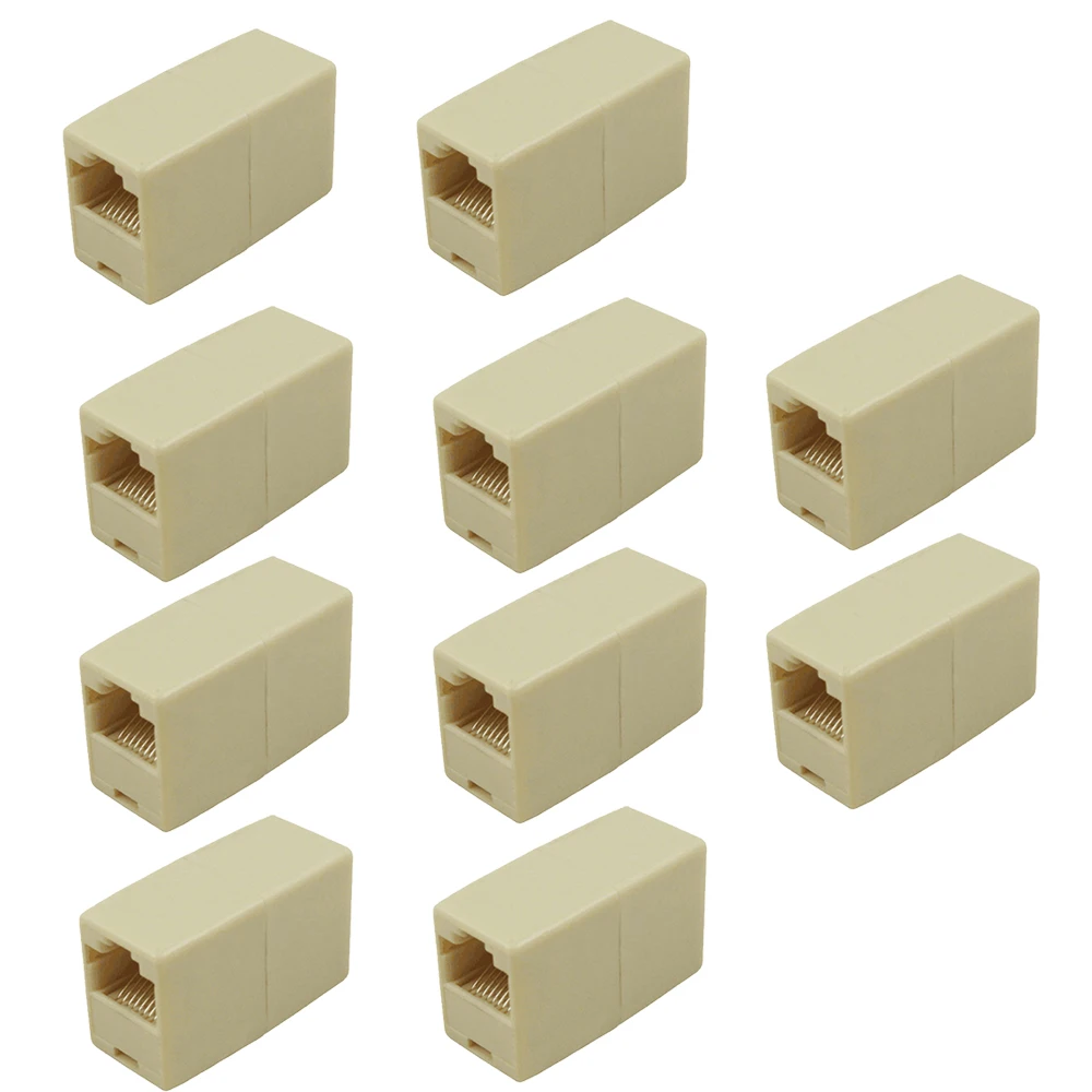 Elisona 10Pcs Ethernet RJ45 RJ-45 RJ 45 Cable Female to Female Type Lan Connector Coupler Adapter Joiner Networking Accessories