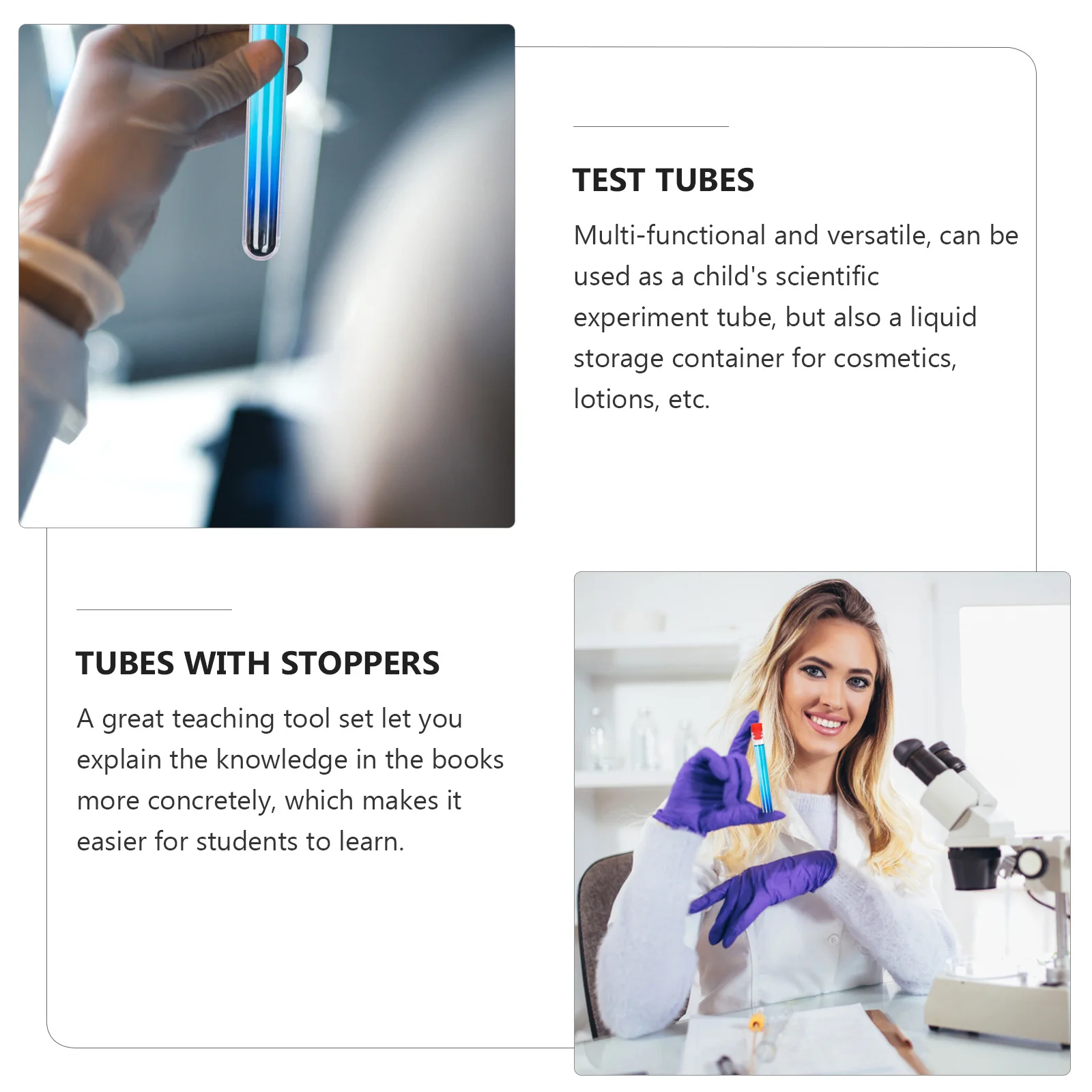 

40pcs Test Tubes Scientific Experiment Tube Durable Liquid Storage Container For Cosmetics Teaching Tool Science Lab Equipment