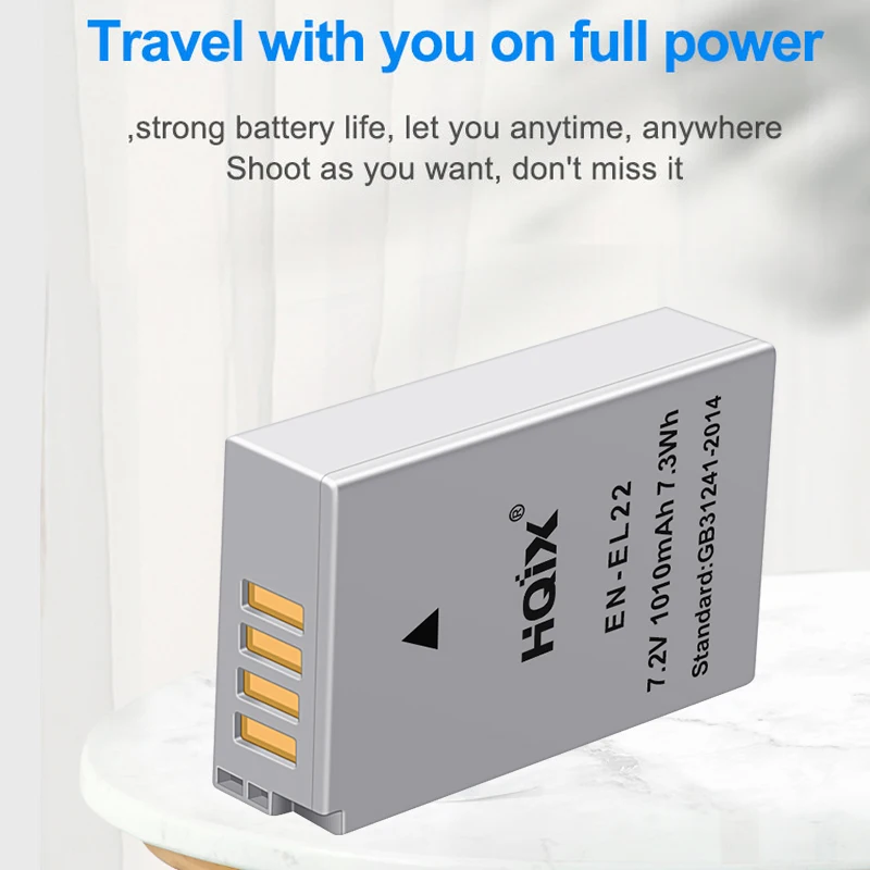 HQIX  для Nikon 1 J4 S2 Camera EN-EL22 Аккумулятор зарядное устройство