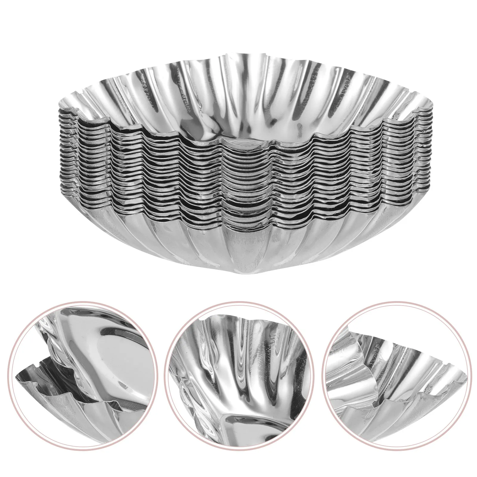 20Pcs Stainless Steel Egg Tart Molds Lightweight Heat-Resistant Baking Molds Nonstick Cupcake Muffin Pudding DIY Tart Baking - view 2