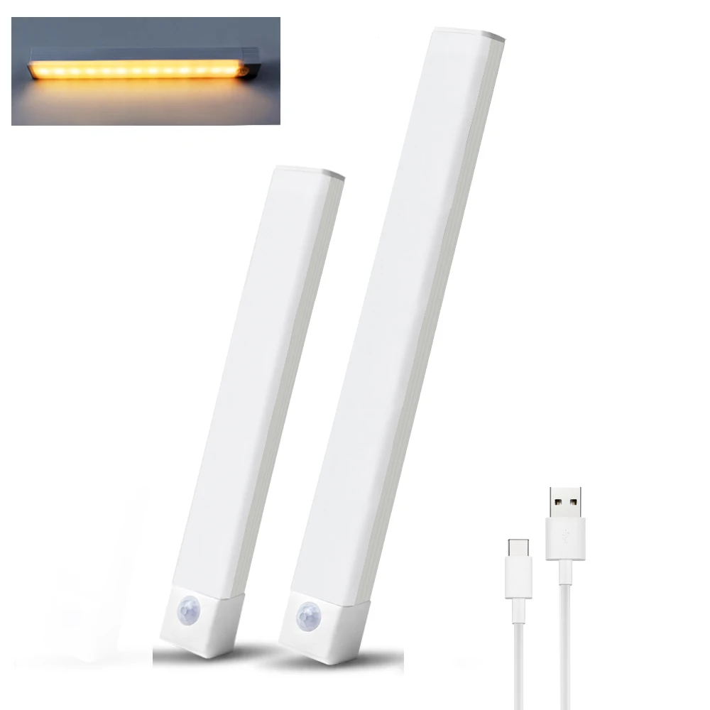 Ultra-Thin Smart LED Human Body Induction Lamp Rechargeable Long Magnetic Self-Adhesive Wardrobe Cabinet Light Strip Light Strip