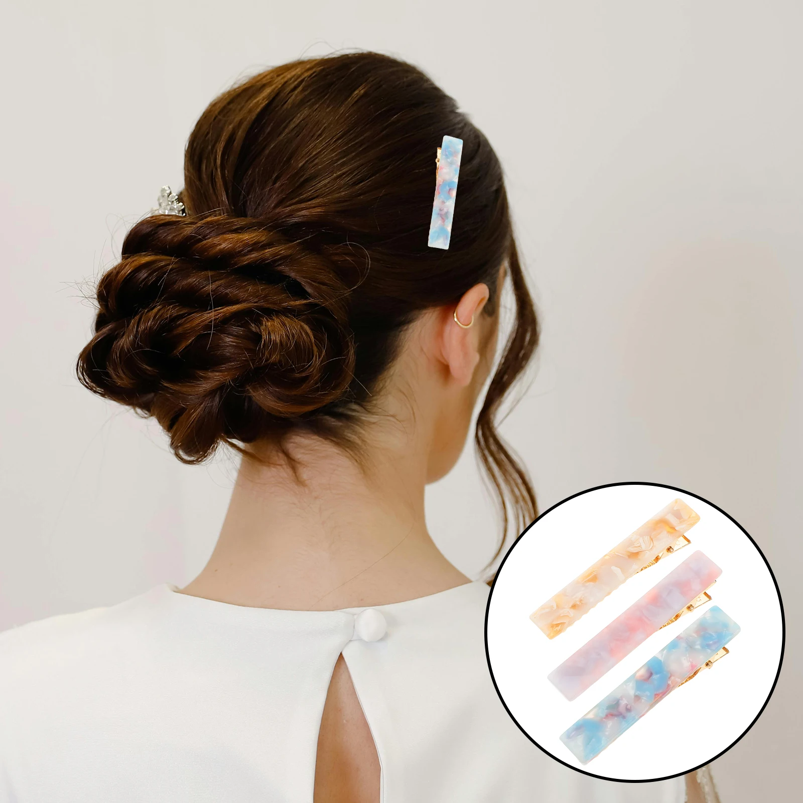 

12 шт., винтажные заколки для волос, ацетатный мраморный узор, прямоугольные аксессуары для укладки в стиле ретро для женщин, повседневная вечеринка, офисная одежда