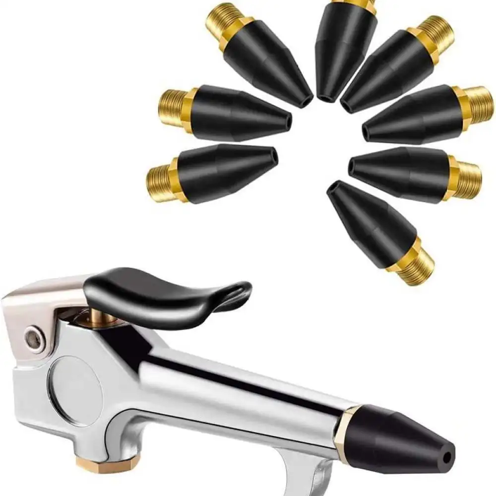 Pneumatic Air Blower Nozzle Rubber Tip Zinc Alloy Safety Dusting Tool Accessory Safe Cleaning Replacement Parts No Scratch
