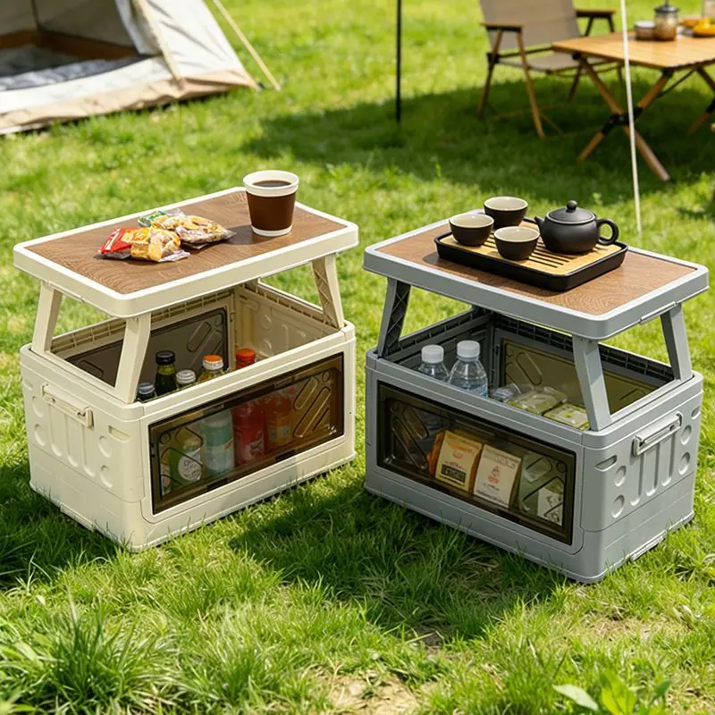 Outdoor Camping Storage Box Car Camping Storage Box Car Trunk Sorting Portable Folding Storage Cabinet